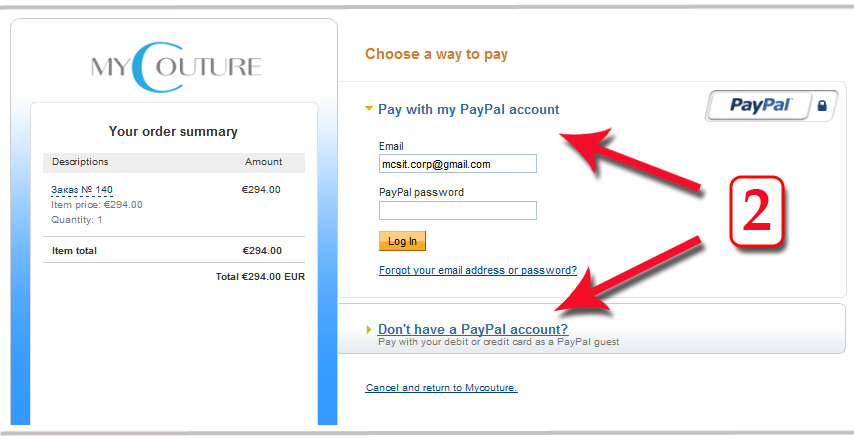 Payment Mycouture PayPal